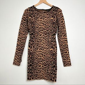 BCBGMaxAzria Leopard Print Dress - Black and Tan